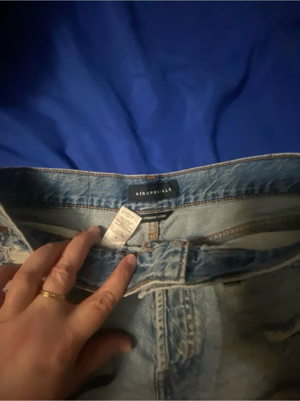 Aeropostale Light Blue Distressed High-Rise Denim Shorts - Picture 8 of 9